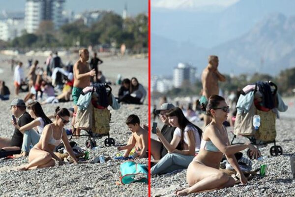 Görüntüler yazı aratmadı! Antalya’da yılın son günü deniz ve güneşin keyfini çıkardılar